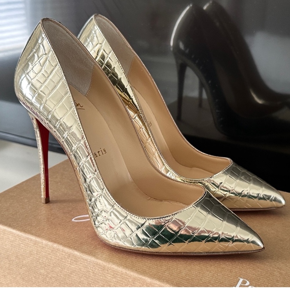 Christian Louboutin Pigalle Follies 100 cocco metallico